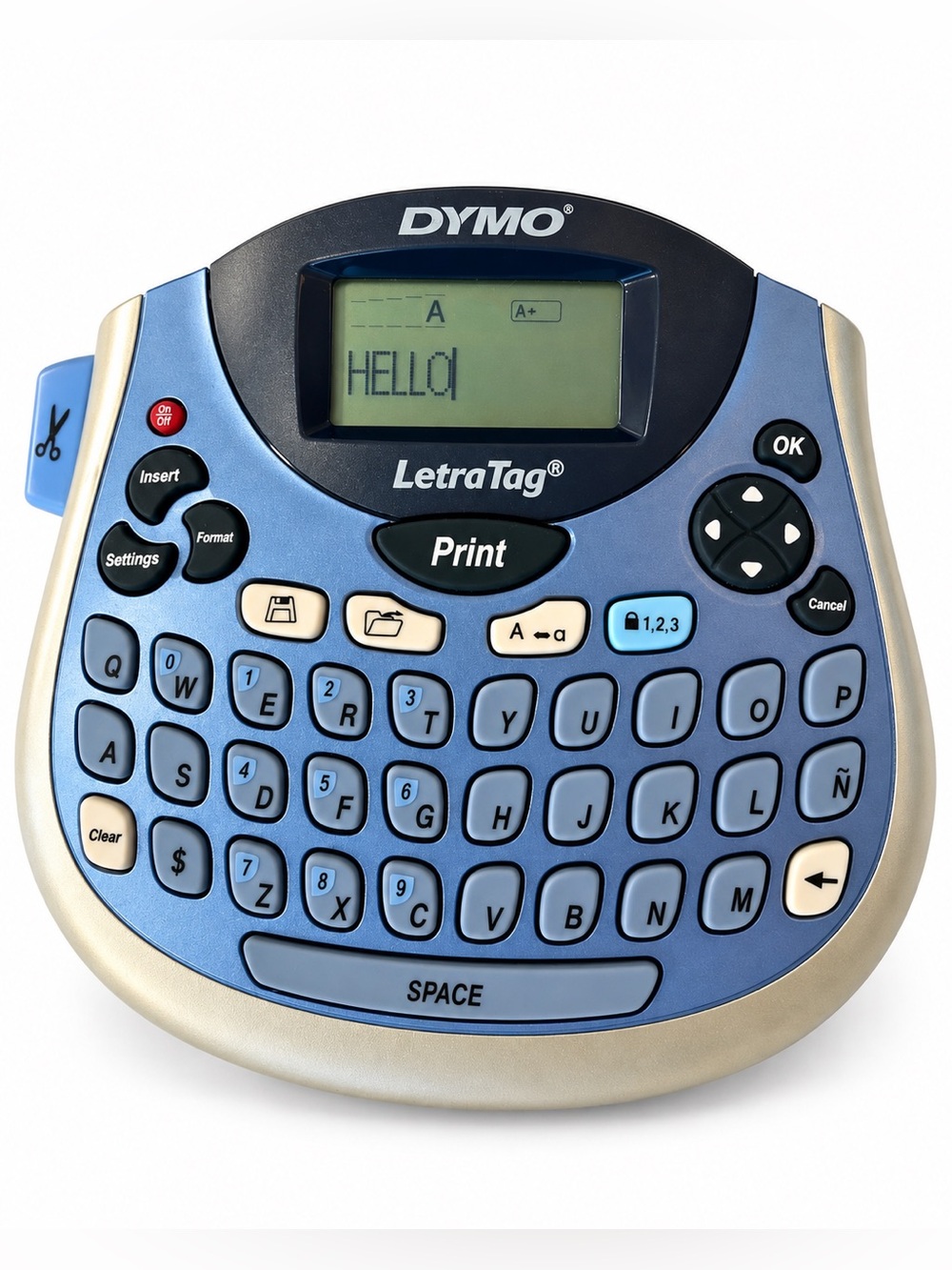 DYMO LetraTag LT-100T Label Maker Blue Silver + Tape